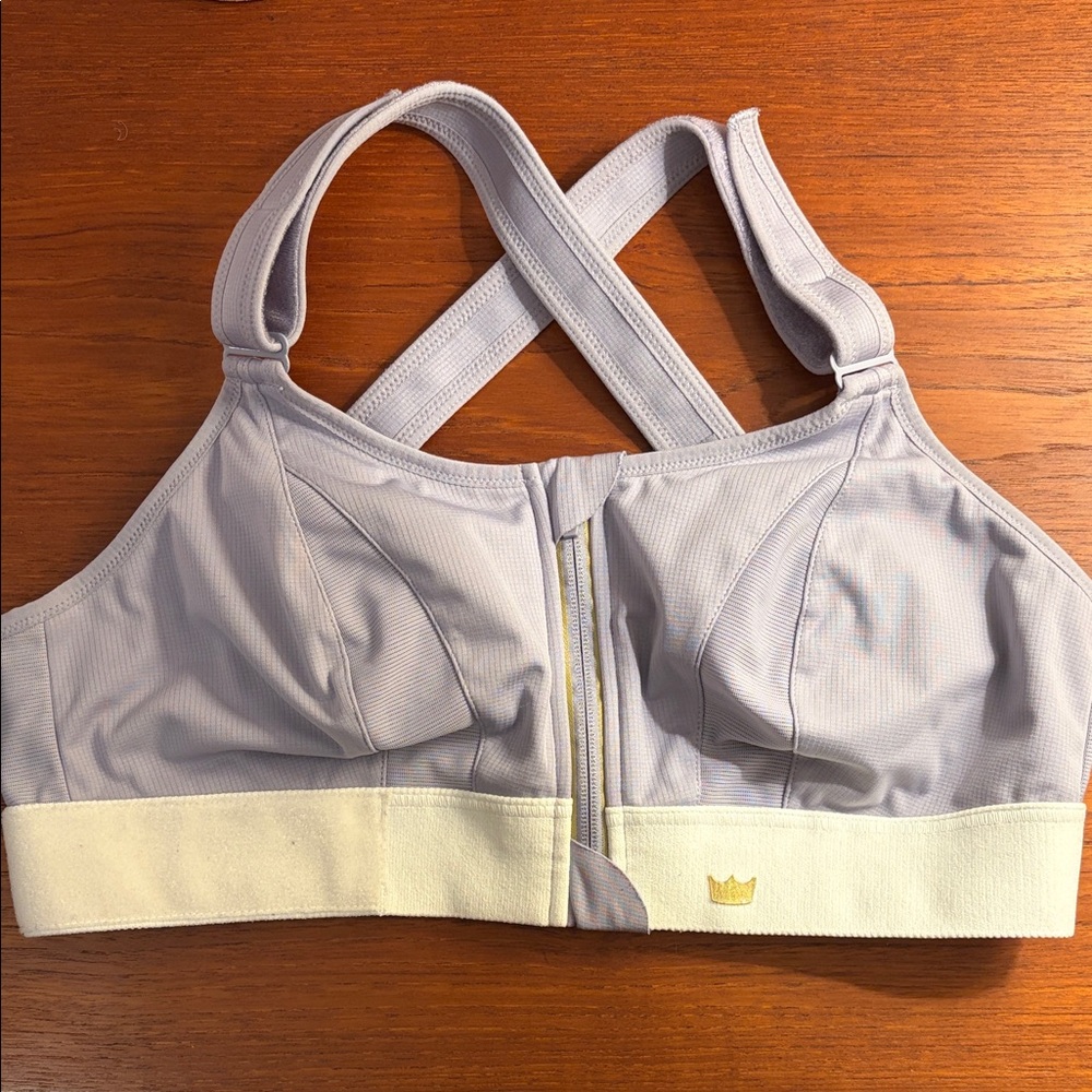 SHEFIT Lavendar Front-Zip Adjustable Crossback Ultimate Sports Bra®️ High Impact